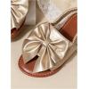image:imageGORGLITTER Girls Gold Sandals Bow Tie Flats Metallic Open Toe Ankle Strap Cute Slide Sandals Vacation ShoesGold