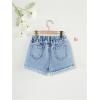 image:imageGORGLITTER Girls Graphic Ripped Jean Shorts Elastic Waist Summer Vacation Cute Denim ShortsLight Wash