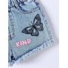 image:imageGORGLITTER Girls Graphic Ripped Jean Shorts Elastic Waist Summer Vacation Cute Denim ShortsLight Wash