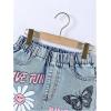 image:imageGORGLITTER Girls Graphic Ripped Jean Shorts Elastic Waist Summer Vacation Cute Denim ShortsLight Wash