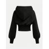 image:imageGORGLITTER Girls Hoodies Sweatshirts Cute Cinched Waist Long Sleeve Drop Shoulder Crop Hooded SweatshirtBlack