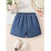 image:imageGORGLITTER Girls Jean Shorts Bow Embroidered Elastic High Waisted Straight Leg Cute Summer Y2K Denim ShortsMedium Wash