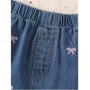 image:imageGORGLITTER Girls Jean Shorts Bow Embroidered Elastic High Waisted Straight Leg Cute Summer Y2K Denim ShortsMedium Wash