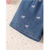 image:imageGORGLITTER Girls Jean Shorts Bow Embroidered Elastic High Waisted Straight Leg Cute Summer Y2K Denim ShortsMedium Wash