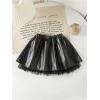 image:imageGORGLITTER Girls Leather Skirt Elastic Waist Party Birthday Mini Tulle SkirtsBlack