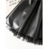 image:imageGORGLITTER Girls Leather Skirt Elastic Waist Party Birthday Mini Tulle SkirtsBlack