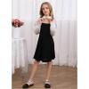 image:imageGORGLITTER Girls Long Sleeve Dress Fall Cute Boho Color Block Cut Out Collared Skater Mini Dresses with Metallic ShrugBlack