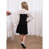 image:imageGORGLITTER Girls Long Sleeve Dress Fall Cute Boho Color Block Cut Out Collared Skater Mini Dresses with Metallic ShrugBlack