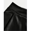 image:imageGORGLITTER Girls Maxi Skirts Cute Pu Leather High Waisted Ruffle Flared A Line Trendy Midi Skirts Going Out OutfitsBlack