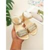 image:imageGORGLITTER Girls Metallic Braided Flat Sandals Sparkly Open Toe Ankle Strap Cute Summer Dress ShoesGold