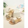 image:imageGORGLITTER Girls Metallic Braided Flat Sandals Sparkly Open Toe Ankle Strap Cute Summer Dress ShoesGold
