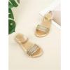 image:imageGORGLITTER Girls Metallic Braided Flat Sandals Sparkly Open Toe Ankle Strap Cute Summer Dress ShoesGold