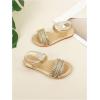 image:imageGORGLITTER Girls Metallic Braided Flat Sandals Sparkly Open Toe Ankle Strap Cute Summer Dress ShoesGold