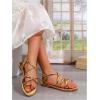 image:imageGORGLITTER Girls Metallic Dressy Sandals Open Toe Ring Ankle Strap Flat Sandals Strappy Slide ShoesGold