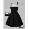 image:imageGORGLITTER Girls Party Dress Bow A Line Color Block Sleeveless Cute Ruffle Birthday Summer Formal Elegant Mini DressesBlack
