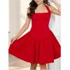 image:imageGORGLITTER Girls Party Dresses Summer Cute Beach Vacation Going Out Outfits Halter Backless Sleeveless Birthday DressRed