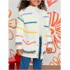 image:imageGORGLITTER Girls Rainbow Striped Button Up Cardigan V Neck Long Sleeve Open Front Cute Knit Fall Sweater TopsWhite Multicolor