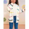 image:imageGORGLITTER Girls Rainbow Striped Button Up Cardigan V Neck Long Sleeve Open Front Cute Knit Fall Sweater TopsWhite Multicolor