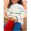 image:imageGORGLITTER Girls Rainbow Striped Button Up Cardigan V Neck Long Sleeve Open Front Cute Knit Fall Sweater TopsWhite Multicolor