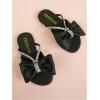 image:imageGORGLITTER Girls Rhinestone Bow Dress Sandals Saprkly Glitter Strappy Open Toe Summer Beach Cute Slip on SandalsBlack