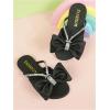 image:imageGORGLITTER Girls Rhinestone Bow Dress Sandals Saprkly Glitter Strappy Open Toe Summer Beach Cute Slip on SandalsBlack