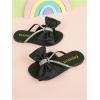 image:imageGORGLITTER Girls Rhinestone Bow Dress Sandals Saprkly Glitter Strappy Open Toe Summer Beach Cute Slip on SandalsBlack