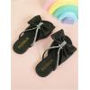 image:imageGORGLITTER Girls Rhinestone Bow Dress Sandals Saprkly Glitter Strappy Open Toe Summer Beach Cute Slip on SandalsBlack