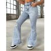 image:imageGORGLITTER Girls Ripped Flare Jeans High Waisted Bell Bottom Denim Pants with PocketsMedium Wash