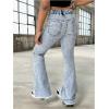 image:imageGORGLITTER Girls Ripped Flare Jeans High Waisted Bell Bottom Denim Pants with PocketsMedium Wash
