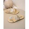 image:imageGORGLITTER Girls Sandals Butterfly Clear Rhinestone Glitter Flat Sandals Summer Beach Vacation Sandal SlipperRose Gold