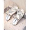 image:imageGORGLITTER Girls Sandals Butterfly Clear Rhinestone Glitter Flat Sandals Summer Beach Vacation Sandal SlipperSilver
