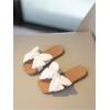 image:imageGORGLITTER Girls Sandals Cute Summer Beach Vacation Bow Square Open Toe Pu Leather Slides Sandals SlippersWhite