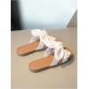 image:imageGORGLITTER Girls Sandals Cute Summer Beach Vacation Bow Square Open Toe Pu Leather Slides Sandals SlippersWhite