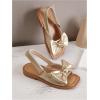 image:imageGORGLITTER Girls Sandals Metallic Bow Flat Sandals Dressy Ankle Strap Cute Summer Wedding Beach Sandals 2025Gold