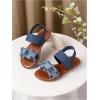 image:imageGORGLITTER Girls Sandals Summer Beach Cute Closed Toe Strappy Jean Denim Ankle Strap Bridal Vacation Flat SandalsBlue