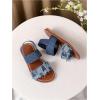 image:imageGORGLITTER Girls Sandals Summer Beach Cute Closed Toe Strappy Jean Denim Ankle Strap Bridal Vacation Flat SandalsBlue