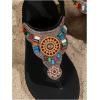 image:imageGORGLITTER Girls Sandals Summer Beach Vacation Cute Dress Shoes Bead Open Toe T Strap Flat Sandals Slip on SlidesBlack