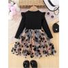 image:imageGORGLITTER Girls Short Dress Cute Floral Mesh Ruffle Long Sleeve Fall Casual Birthday Party Flowy Skater Peplum DressBlack