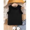 image:imageGORGLITTER Girls Sleeveless Tees Crop Tops Round Neck Ribbed Knit Cute Tank TopBlack