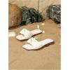 image:imageGORGLITTER Girls Slip On Dress Sandals Square Open Toe Leather Slides Summer Elegant Dressy Flat SandalsWhite