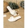 image:imageGORGLITTER Girls Slip On Dress Sandals Square Open Toe Leather Slides Summer Elegant Dressy Flat SandalsWhite