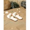 image:imageGORGLITTER Girls Slip On Dress Sandals Square Open Toe Leather Slides Summer Elegant Dressy Flat SandalsWhite