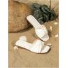 image:imageGORGLITTER Girls Slip On Dress Sandals Square Open Toe Leather Slides Summer Elegant Dressy Flat SandalsWhite