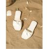 image:imageGORGLITTER Girls Slip On Dress Sandals Square Open Toe Leather Slides Summer Elegant Dressy Flat SandalsWhite