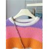 image:imageGORGLITTER Girls Striped Sweaters Color Block Lantern Long Sleeve Chunky Pullover Cute Fall OutfitsMauve Purple