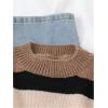 image:imageGORGLITTER Girls Striped Sweaters Knit Long Sleeve Crewneck Color Block Sweater JumperBrown Striped
