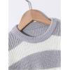 image:imageGORGLITTER Girls Striped Sweaters Knit Long Sleeve Crewneck Color Block Sweater JumperWhite and Grey