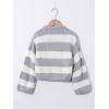 image:imageGORGLITTER Girls Striped Sweaters Knit Long Sleeve Crewneck Color Block Sweater JumperWhite and Grey