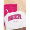 image:imageGORGLITTER Girls Summer Outfits Clothing Sets Cute Cami Tank Top Mesh Fishnet T Shirt Gym Shorts Set 3 PieceHot Pink