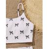 image:imageGORGLITTER Girls Swimsuits Summer Bow Printed Smocked High Waisted Bikini Sets Two Piece Bathing Suit Swim Beach WearBlack and White
